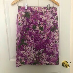 Purple floral impressionist pencil skirt (J Crew)